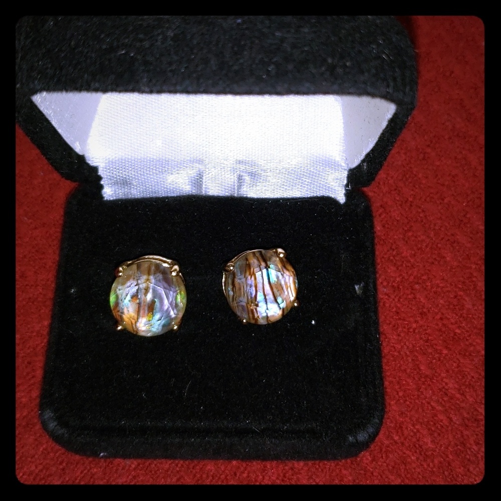 Faux gemstone gold plated earrings